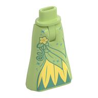 Minidoll Hips and Full Length Skirt with Sand Green Trim, Yellow Flowers, Leaves print Yellowish Green