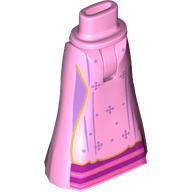 Minidoll Hips and Full Length Skirt with Lavender Stars, Gold Trim, Magenta/Dark Pink Underdress print Bright Pink
