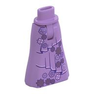 Minidoll Hips and Full Length Skirt with Dark Purple Flowers, Dress Layers print Medium Lavender