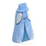 Minidoll Hips and Full Length Skirt with White Sides, Decorations, Blue Trim, Dark Turquoise Under Dress print Bright Light Blue
