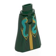 Minidoll Hips and Full Length Skirt with Tassels, Gold Trim, Dark Turquoise Decorations print Dunkelgrün