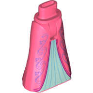 Minidoll Hips and Full Length Skirt with Glitter-Pink Decorations, White Under-Dress, Dark Pink Trim Koralle