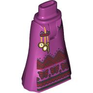 Minidoll Hips and Full Length Skirt with Dark Red Decorations, Butterflies, Watches, Key on Chains print Magenta