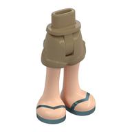 Minidoll Hips and Shorts with Light Nougat Legs, Metal Blue Sandals print Dunkelbeige