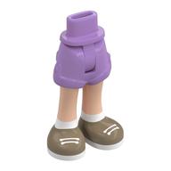 Minidoll Hips and Shorts with Warm Tan Legs, Dark Tan Shoes, White Laces, Socks, Laces Medium Lavender