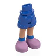Minidoll Hips and Shorts with Nougat Legs, Blue Socks, Lavender Shoes print Blue