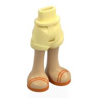 Minidoll Hips and Shorts with Warm Tan Legs, Orange Sandals print Leuchtendes Hellgelb
