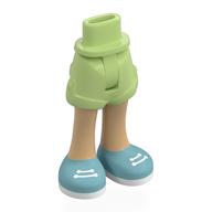 Minidoll Hips and Shorts with Warm Tan Legs, Medium Blue Shoes, White Laces, Soles print Gelbgrün