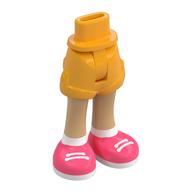 Minidoll Hips and Shorts with Warm Tan Legs, Coral Shoes, White Socks print [Thin Hinge] Bright Light Orange