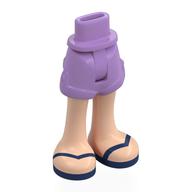 Minidoll Hips and Shorts with Light Nougat Legs, Dark Blue Sandals print Medium Lavender