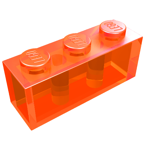Brick 1 × 3 Trans-Neon Orange