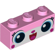 Brick 1 × 3 with Unikitty, Open Mouth Smile Print Leuchtrosa