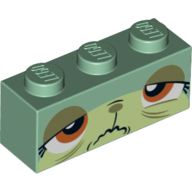 Brick 1 × 3 with Unikitty, Sick, Queasy Print Sandgrün