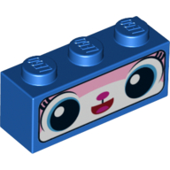 Brick 1 × 3 with Unikitty, Black Border Print (Astro Kitty) Blue