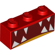 Brick 1 × 3 with Unikitty Angry, Teeth Print Rot