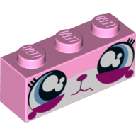Brick 1 × 3 with Unikitty, Sad, Wide Eyes Watering Print Bright Pink