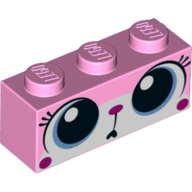 Brick 1 × 3 with Unikitty, Wide Eyes Puzzled Print Leuchtrosa