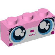 Brick 1 × 3 with Unikitty, Big Sparkly Eyes Print Bright Pink