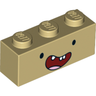 Brick 1 × 3 with Wide Smiling Face (Finn) Print Beige