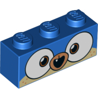 Brick 1 × 3 with Puppycorn, Big Smile Print Blue