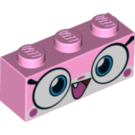 Brick 1 × 3 with Unikitty, Big Smile Print Bright Pink