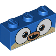 Brick 1 × 3 with Puppycorn, Open Mouth Smile with One Tooth print Blue
