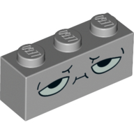 Brick 1 × 3 with Half Closed Eyes and Mouth Print (Rick) Hellblaugrau