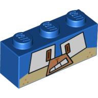 Brick 1 × 3 with Puppycorn, Square Eyes Print Blue