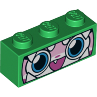 Brick 1 × 3 with Unikitty, Dragon Costume, Teeth Print Green