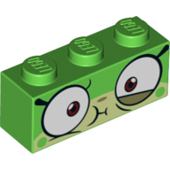 Brick 1 × 3 with Unikitty, Sick, Green Print Hellgrün