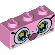 Brick 1 × 3 with Unikitty, Open Mouth, Stars in Eyes Print Leuchtrosa
