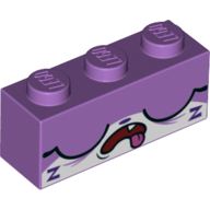 Brick 1 × 3 with Unikitty, Sleeping, Closed Eyes print Mittellavendel