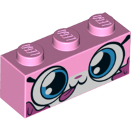 Brick 1 × 3 with Unikitty, Long Tongue print Leuchtrosa