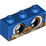 Brick 1 × 3 with Puppycorn, Chocolate Stains Print Blau