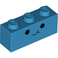 Brick 1 × 3 with Face, Smile, Black Eyes print Dark Azure