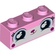 Brick 1 × 3 with Unikitty, Big Blue Watery Eyes, Puffed Cheeks print Leuchtrosa