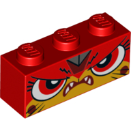 Brick 1 × 3 with Unikitty Angry, Red Eyes, Teeth Red