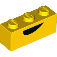Brick 1 × 3 with Black Mouth print Gelb