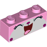 Brick 1 × 3 with Unikitty, Laughing, Close Eyes, Tongue print Leuchtrosa