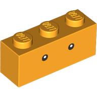 Brick 1 × 3 with Small Black Eyes Print Bright Light Orange
