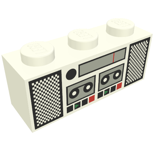 Brick 1 × 3 with Radio and Tape Player Print