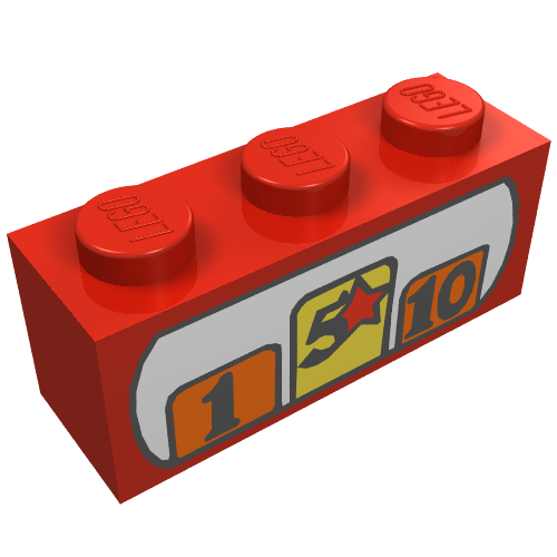 Brick 1 × 3 with Cash Register Print Rot