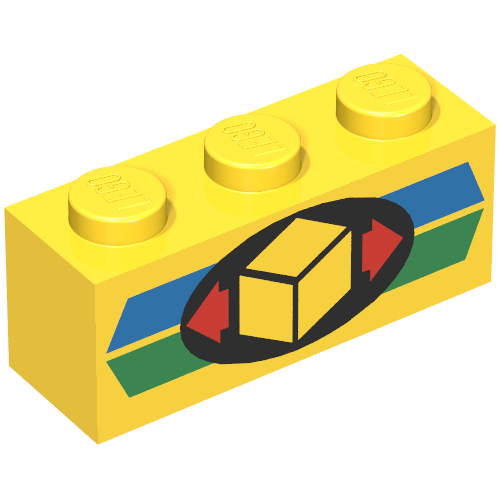Brick 1 × 3 with Green and Blue Stripe with Cargo Logo Print Gelb