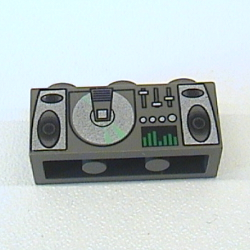 Brick 1 × 3 with Radio and CD Player Print Dark Gray
