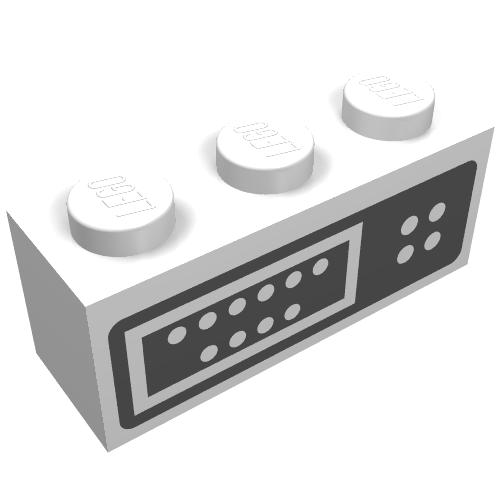 Brick 1 × 3 with Control Panel Print White