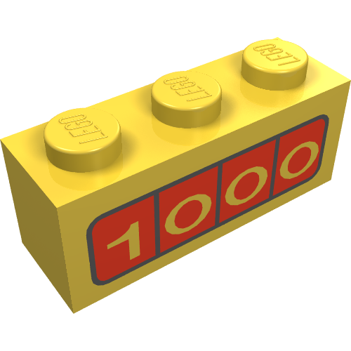 Brick 1 × 3 with Cash Register '1000' Display Print Yellow