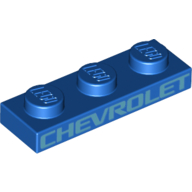 Plate 1 × 3 with White 'Chevrolet' print Blau