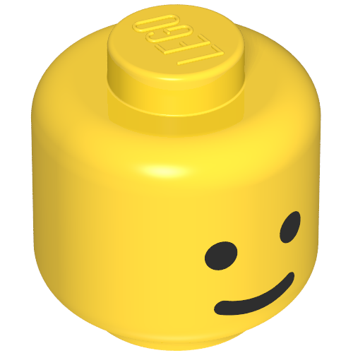 Minifig Head Standard Grin Print [Solid Stud] Gelb