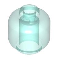 Minifig Head [Plain] [Blocked Open Stud] Transparent-Hellblau