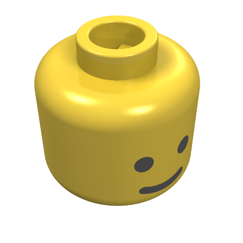 Minifig Head Standard Grin Print [Blocked Open Stud] Yellow